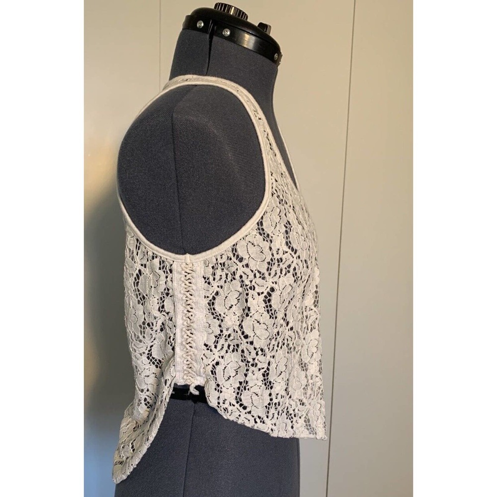 Annianna Fancy Cotton Lace High Low Tank Laced Up Side Detail Size L - Picture 6 of 7